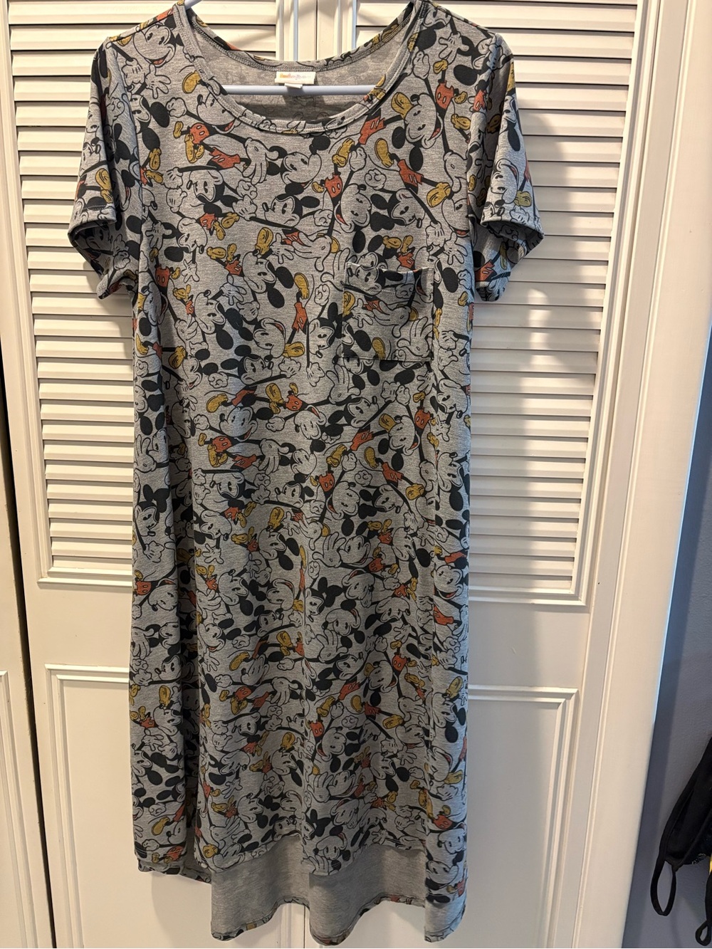 LuLaRoe Mickey mousGray Short Sleeve Midi Dress